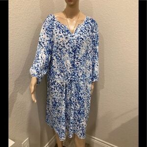 NYDJ floral print self belted sheath dress